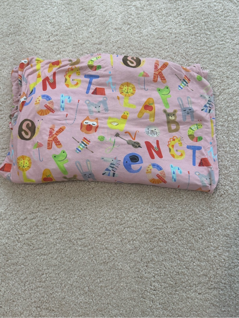 Little Sleepies Pink Alphabet & Animal Print Crib Sheet